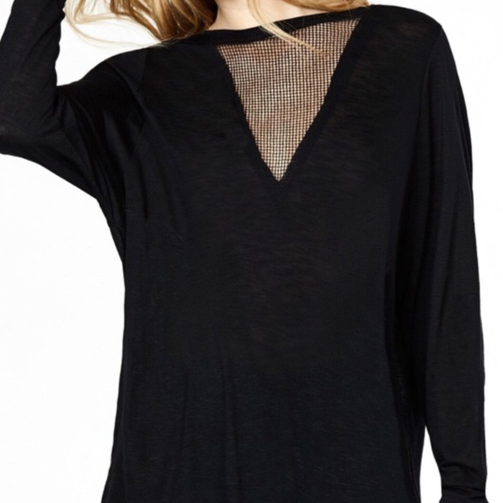 Emma and Sam mesh v-neck long sleeve top